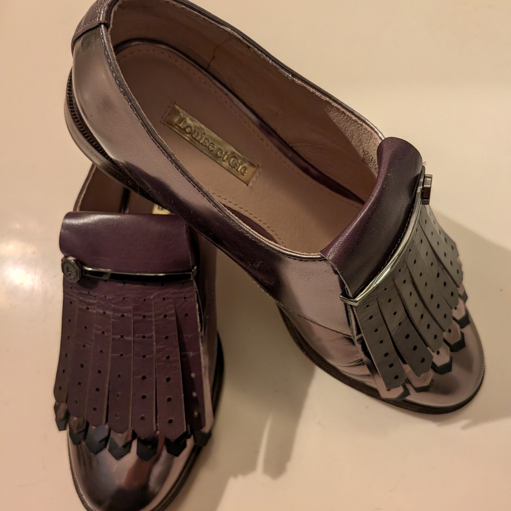 LOUISE ET CIE Kiltie Gunmetal, Purple and Silver Women's Loafers | EUR 35 1/2 - Picture 1 of 9